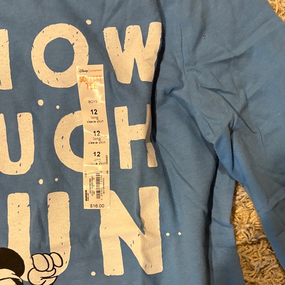 NWT Disney Kids Blue 'Snow Much Fun' Long Sleeve Tee - Picture 2 of 2